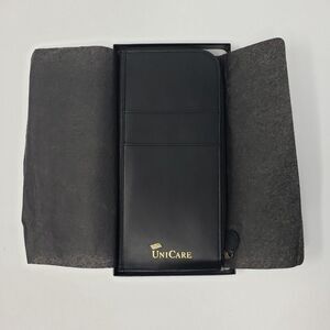 Berman Leather UniCare Wallet Mens Black Zip Travel Checkbook Organizer Case